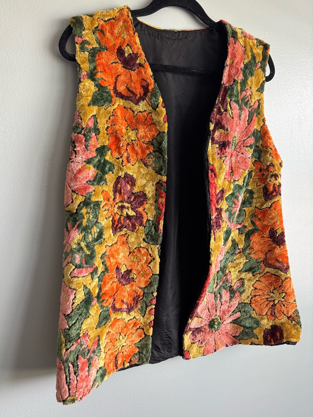 Vintage 1970s Flower Power Carpet Tapestry Vest Women’s Medium - Picture 4 of 16